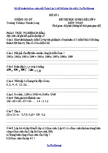 Bộ đề luyện thi học sinh giỏi Toán Lớp 5 (47 Đề kèm lời giải)