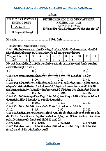 Bộ đề luyện thi học sinh giỏi Toán Lớp 6 (47 Đề kèm lời giải) Bộ đề luyện thi học sinh giỏi Toán Lớp 6 (47 Đề kèm lời giải)