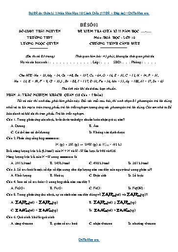 Bộ Đề thi Giữa kì 2 Môn Hóa Học 10 Cánh Diều (17 Đề + Đáp án) Bộ Đề thi Giữa kì 2 Môn Hóa Học 10 Cánh Diều (17 Đề + Đáp án)