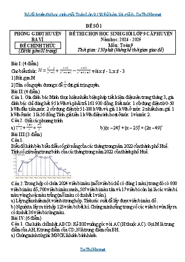Bộ đề luyện thi học sinh giỏi Toán Lớp 9 (58 Đề kèm lời giải)