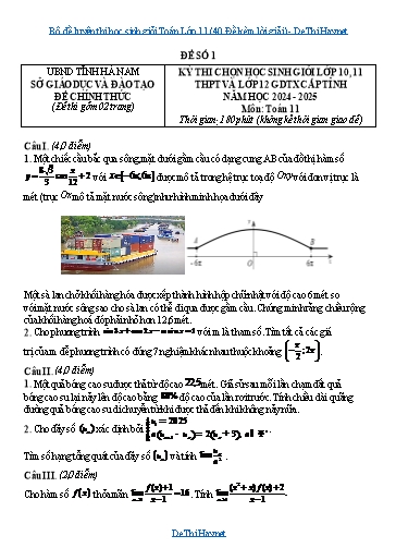 Bộ đề luyện thi học sinh giỏi Toán Lớp 11 (40 Đề kèm lời giải)