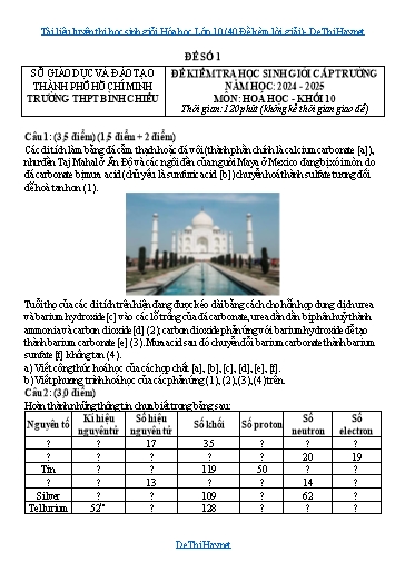 Tài liệu luyện thi học sinh giỏi Hóa học Lớp 10 (40 Đề kèm lời giải)