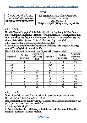 Tài liệu luyện thi học sinh giỏi Hóa học Lớp 11 (42 Đề kèm lời giải)