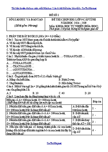 Tài liệu luyện thi học sinh giỏi Hóa học Lớp 9 (40 Đề kèm lời giải)