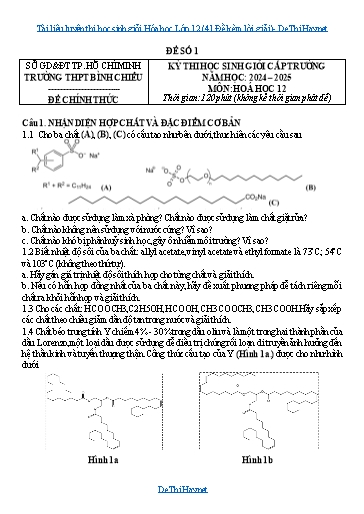 Tài liệu luyện thi học sinh giỏi Hóa học Lớp 12 (41 Đề kèm lời giải)