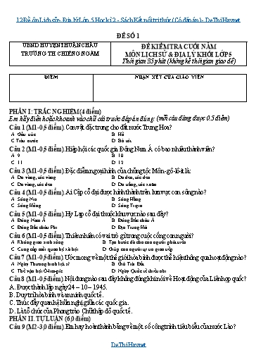 12 Đề ôn Lịch sử - Địa lý Lớp 5 Học kì 2 - Sách Kết nối tri thức (Có đáp án)