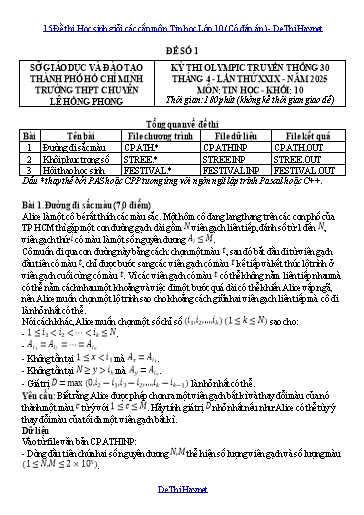 15 Đề thi Học sinh giỏi các cấp môn Tin học Lớp 10 (Có đáp án)