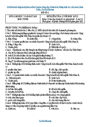 10 Đề thi và Đáp án kỳ thi cuối kì 2 môn Giáo dục Kinh tế & Pháp luật 10 - Bộ sách Cánh Diều