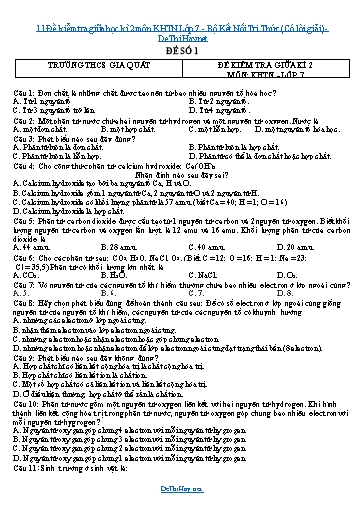 11 Đề kiểm tra giữa học kì 2 môn KHTN Lớp 7 - Bộ Kết Nối Tri Thức (Có lời giải)