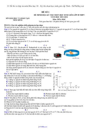 11 Đề thi và đáp án môn Hóa học 10 - Kỳ thi chọn học sinh giỏi cấp Tỉnh