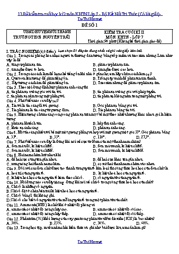 13 Đề kiểm tra cuối học kì 2 môn KHTN Lớp 7 - Bộ Kết Nối Tri Thức (Có lời giải)