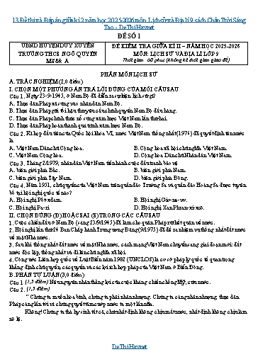13 Đề thi và Đáp án giữa kì 2 năm học 2025-2026 môn Lịch sử và Địa lí 9 sách Chân Trời Sáng Tạo
