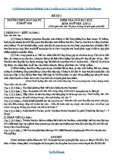 13 Đề thi và Đáp án Ngữ văn Lớp 11 cuối học kì 2 - Bộ Cánh Diều