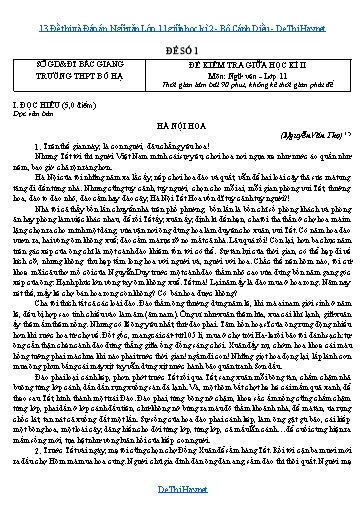 13 Đề thi và Đáp án Ngữ văn Lớp 11 giữa học kì 2 - Bộ Cánh Diều