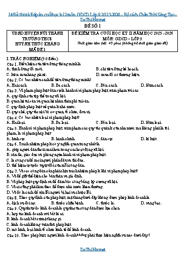 14 Đề thi và Đáp án cuối học kì 2 môn GDCD Lớp 9 2025-2026 - Bộ sách Chân Trời Sáng Tạo