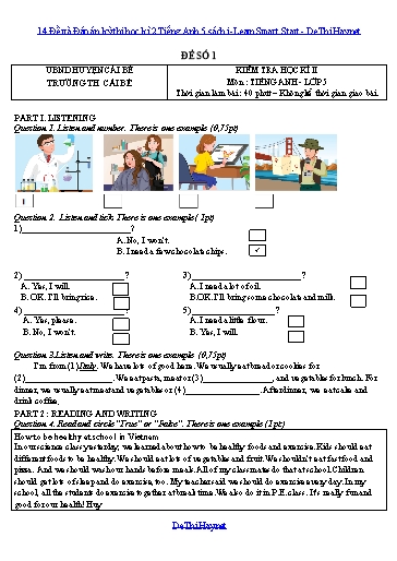 14 Đề và Đáp án kỳ thi học kì 2 Tiếng Anh 5 sách i-Learn Smart Start