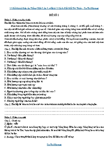 15 Đề thi và Đáp án Tiếng Việt Lớp 3 giữa kì 1 Sách Kết Nối Tri Thức
