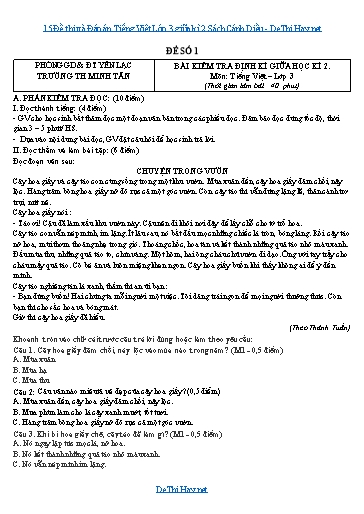 15 Đề thi và Đáp án Tiếng Việt Lớp 3 giữa kì 2 Sách Cánh Diều