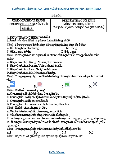 15 Đề thi và Đáp án Tin học Lớp 8 cuối kì 2 Sách Kết Nối Tri Thức