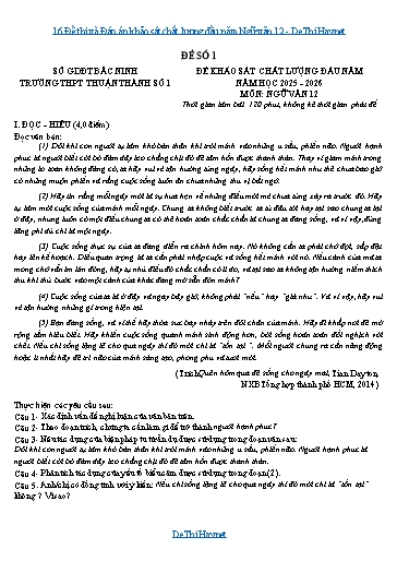16 Đề thi và Đáp án khảo sát chất lượng đầu năm Ngữ văn 12