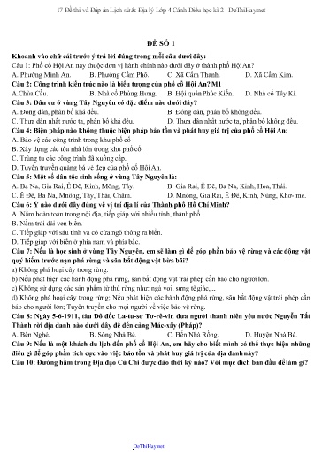 17 Đề thi và Đáp án Lịch sử & Địa lý Lớp 4 Cánh Diều học kì 2