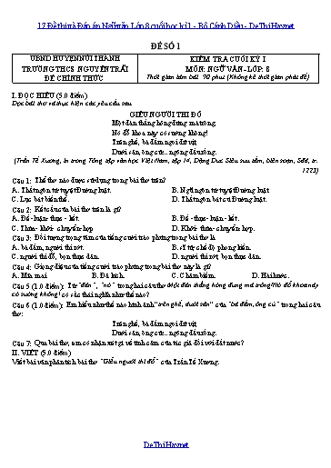 17 Đề thi và Đáp án Ngữ văn Lớp 8 cuối học kì 1 - Bộ Cánh Diều