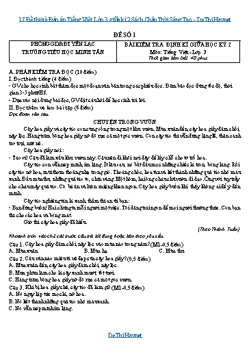 17 Đề thi và Đáp án Tiếng Việt Lớp 3 giữa kì 2 Sách Chân Trời Sáng Tạo
