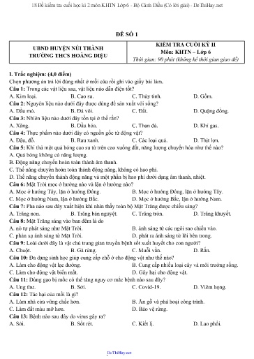 18 Đề kiểm tra cuối học kì 2 môn KHTN Lớp 6 - Bộ Cánh Diều (Có lời giải)