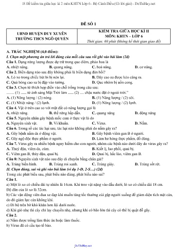 18 Đề kiểm tra giữa học kì 2 môn KHTN Lớp 6 - Bộ Cánh Diều (Có lời giải)
