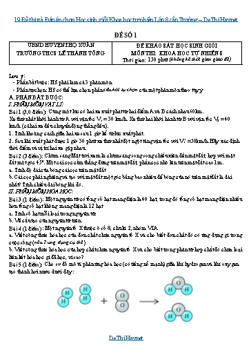19 Đề thi và Đáp án chọn Học sinh giỏi Khoa học tự nhiên Lớp 8 cấp Trường