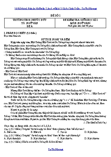 19 Đề thi và Đáp án Ngữ văn Lớp 6 giữa kì 1 Sách Cánh Diều