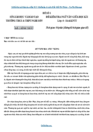 20 Đề thi và Đáp án giữa Kì 1 Ngữ văn 6 sách Kết Nối Tri Thức