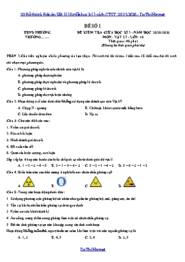 20 Đề thi và Đáp án Vật lí 10 giữa học kì 1 sách CTST 2025-2026