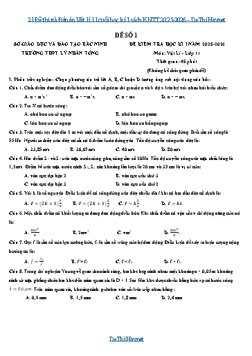 21 Đề thi và Đáp án Vật lí 11 cuối học kì 1 sách KNTT 2025-2026