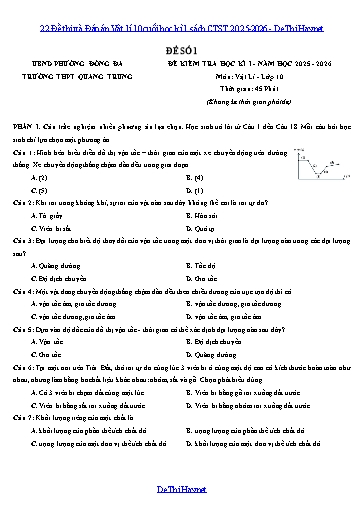 22 Đề thi và Đáp án Vật lí 10 cuối học kì 1 sách CTST 2025-2026