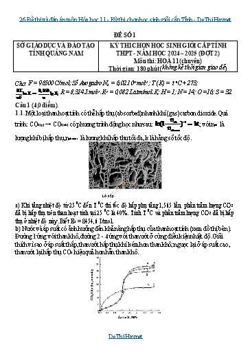 26 Đề thi và đáp án môn Hóa học 11 - Kỳ thi chọn học sinh giỏi cấp Tỉnh