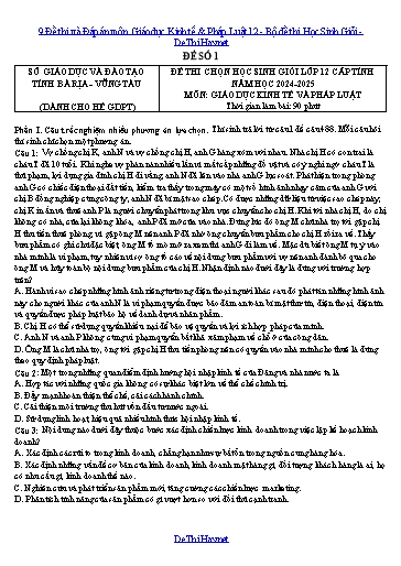 9 Đề thi và Đáp án môn Giáo dục Kinh tế & Pháp Luật 12 - Bộ đề thi Học Sinh Giỏi