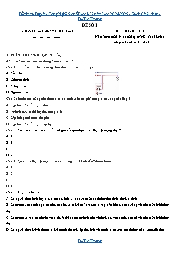 Đề thi và Đáp án Công Nghệ 9 cuối học kì 2 năm học 2024-2025 - Sách Cánh diều