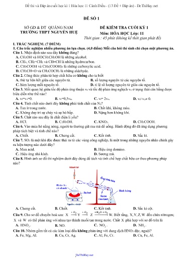 Đề thi và Đáp án cuối học kì 1 Hóa học 11 Cánh Diều - (13 Đề + Đáp án)