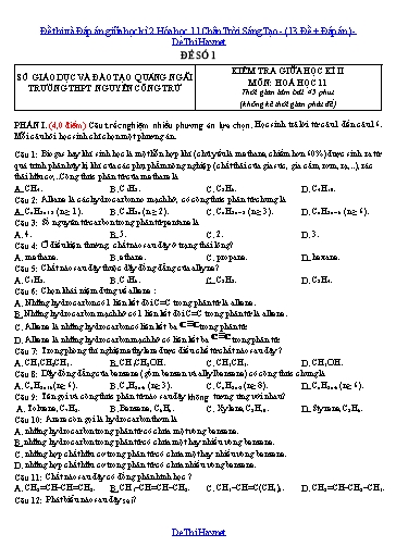 Đề thi và Đáp án giữa học kì 2 Hóa học 11 Chân Trời Sáng Tạo - (13 Đề + Đáp án)