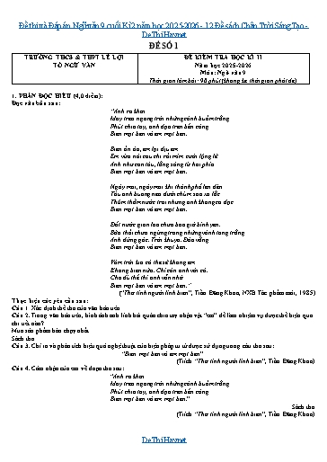 Đề thi và Đáp án Ngữ văn 9 cuối Kì 2 năm học 2025-2026 - 12 Đề sách Chân Trời Sáng Tạo