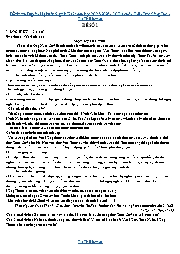 Đề thi và Đáp án Ngữ văn 9 giữa Kì 2 năm học 2025-2026 - 10 Đề sách Chân Trời Sáng Tạo