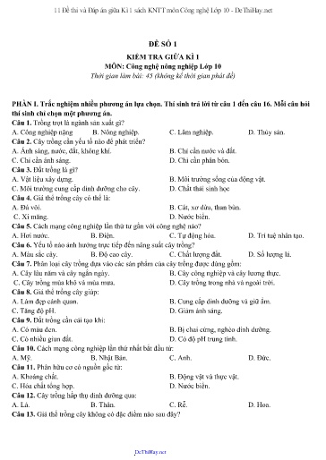 11 Đề thi và Đáp án giữa Kì 1 sách KNTT môn Công nghệ Lớp 10