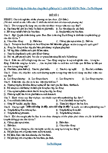 12 Đề thi và Đáp án Giáo dục công dân 8 giữa học kì 1 sách Kết Nối Tri Thức