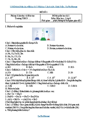 12 Đề thi và Đáp án giữa học kì 1 Hóa học Lớp 8 sách Cánh Diều