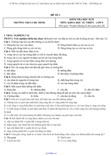 14 Đề thi và Đáp án cuối học kì 2 môn Khoa học tự nhiên Lớp 8 sách Kết Nối Tri Thức