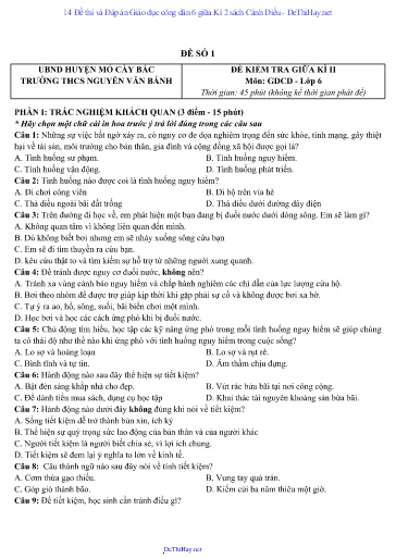 14 Đề thi và Đáp án Giáo dục công dân 6 giữa Kì 2 sách Cánh Diều