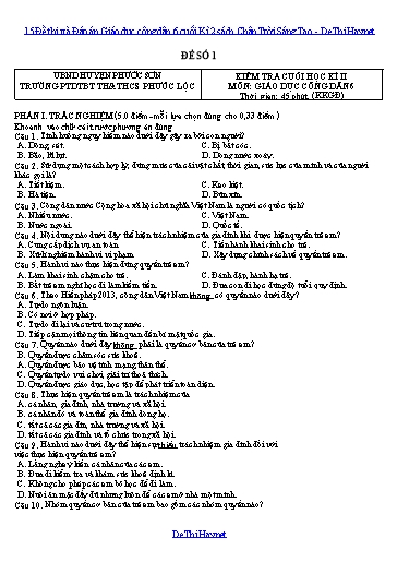15 Đề thi và Đáp án Giáo dục công dân 6 cuối Kì 2 sách Chân Trời Sáng Tạo