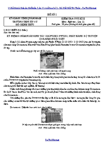 15 Đề thi và Đáp án Ngữ văn Lớp 11 cuối học kì 2 - Bộ Kết Nối Tri Thức