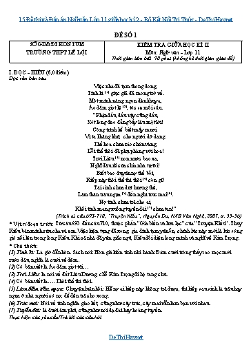 15 Đề thi và Đáp án Ngữ văn Lớp 11 giữa học kì 2 - Bộ Kết Nối Tri Thức